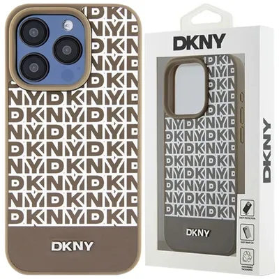 Produktbild von DKNY DKHMP15SPSOSPW iPhone 15 / 14 / 13 6.1" braun hardcase Leather Printed Pattern Metal Logo MagSafe Schutzhülle