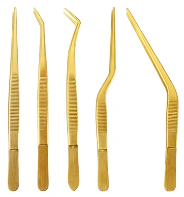 Produktbild von 5-teiliges Küchenpinzetten-Set aus Edelstahl, professionelles Kochpinzetten-Set für präzises Greifen beim Kochen, Backen, Anrichten und Dekorieren von Kuchen