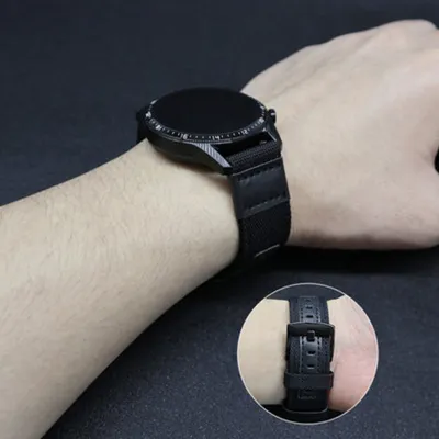 Produktbild von 20/22mm Nylon gewebte Uhrenband -Armband -Armbandersatz für Samsung S3-Schwarz-Größen: 22 mm