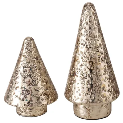 Produktbild von 2tlg Deko-Aufsteller Zernes H13&18cm Tannenbaum silber Weihnachts-Baum Advent