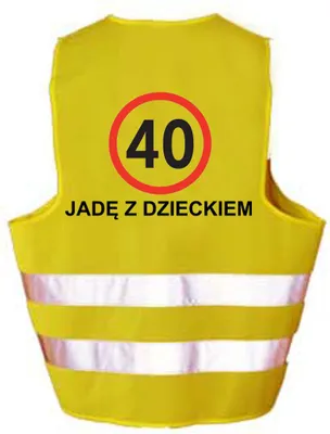Obrázek produktu pro JADĘ Z DZIECKIEM  - Kamizelka z nadrukiem ostrzegawcza odblaskowa prezent