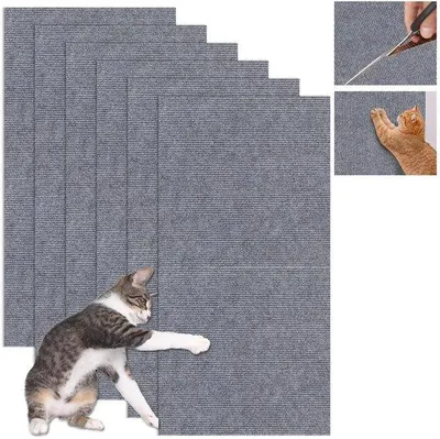 Obrázok produktu pre 6 samolepiacich lezeckých dosiek pre mačky, 30 x 360 cm, svetlosivé lezecké dosky pre mačky, zostaviteľná lezecká podložka pre mačky na ochranu kobercov, kresiel a nábytku.