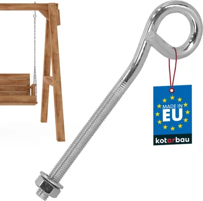 Produktbild von KOTARBAU® Schaukelhaken Schraubhaken M10 170 mm Verzinkter Stahl Deckenhaken Haken zum Schrauben Schwerlasthaken Schaukel Haken