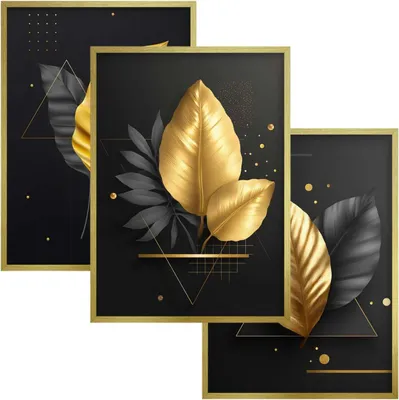 Immagine prodotto di Poster glamour wall art Foglie d'oro decorazione murale per il soggiorno