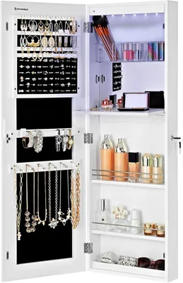 Produktbild von Schmuckschrank Spiegel abschliessbar weiss Holz