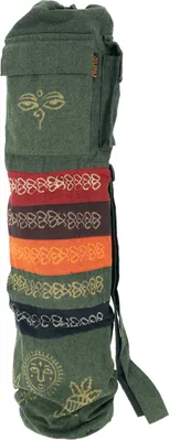 Produktbild von Boho Yogamatten-Tasche, Batik Yogatasche aus Nepal - Grün, Unisex - Erwachsene, Baumwolle, 70*23*13 cm, Taschen für Yogamatten