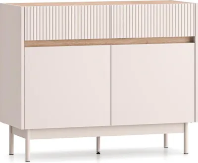 Produktbild von FURNLUX Anrichte Dunea Eiche Und Beige 104cm / Hauptfarbe: Beige / Abmessungen: 104 x 85 x 40 cm