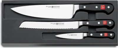 Imagen del producto de Wüsthof Classic: Juego de cuchillos, que incluye cuchillo de cocina, cuchillo para pan y cuchillo para verduras
