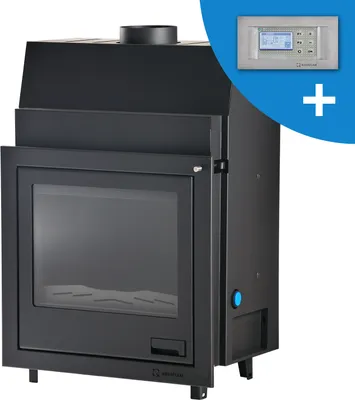 Produktbild von HS FLAMINGO Kamineinsatz AQUAFLAM 25 flach mit Wärmetauscher und automatischer Verbrennungsregelung