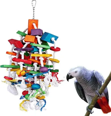 Produktbild von Papagei Spielzeug Vogel Schaukel Kauen Zubehör Bunt Holz Riesenrad Vogelkäfig Spielzeug Für Papageien, Sittiche, Aras, Graupapageien