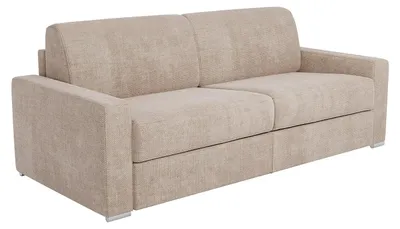 Produktbild von Schlafsofa für 4 Personen mit Express-Bettfunktion aus Stoff in Beige - Liegefläche 160 cm - Matratze 18 cm CALITO