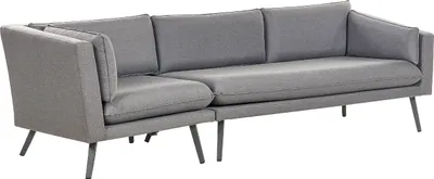 Produktbild von BELIANI Garten-Ecksofa Grau Stoffbezug L-förmig 3-Sitzer Modulsofa Modern link seitig Garten Terrasse Wohnzimmer Möbel Wohnecke Wohnlandschaft Sitzecke Sitzmöbel