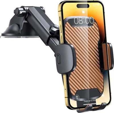 Zdjęcie produktu dla Uchwyt na telefon samochodowy z przyssawką - Uniwersalny uchwyt na telefon do samochodu, obracany o 360°, pasujący do wszystkich smartfonów, do montażu na desce rozdzielczej lub szybie