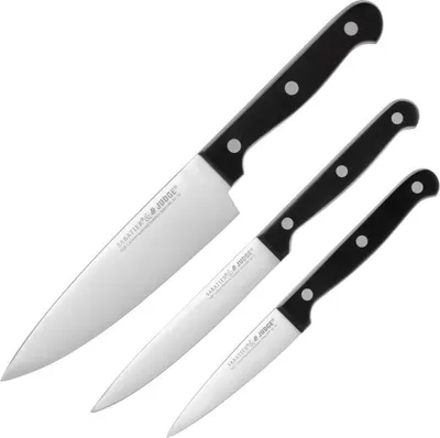 Zdjęcie produktu dla Zestaw noży Judge Classic 3-częściowy, stal X30 CroMov13, 9/11/15 cm, srebrny/czarny