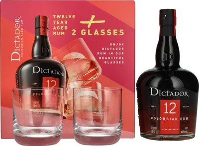 Image de Dictador 12 Years Old ICON RESERVE Colombian Rum 40% Vol. 0,7l en boîte cadeau avec 2 Verres