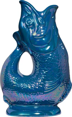 Produktbild von Gluckigluck Wasserkaraffe mit Gluckergeräusch, handgefertigt, ikonisches Design, Farbe:Petrolblau schimmernd, Fassungsvermögen:1,2 L