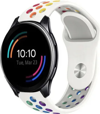 Produktbild von Strap-it OnePlus Watch Sportarmband (Weiß/Bunt)