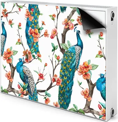 Produktbild von Magnet Verkleidung Abdeckung Heizkörperabdeckung Heizkörperabdeckung 100x60 cm  - Pfau und Blumen
