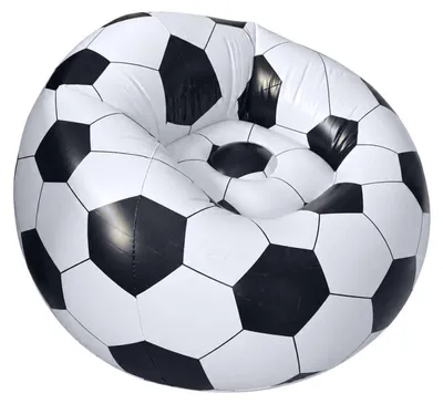 Image de Verk 27758 : Fauteuil gonflable en forme de ballon de football, dimensions 60 x 95 cm, noir et blanc
