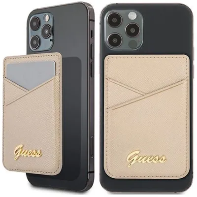 Produktbild von Guess Brieftasche Kartenschlitz Guwmssaslgo Magsafe Saffiano Złoty/Gold