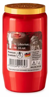 Produktbild von 3-Tage Premium Grablichte Rot 100% Pflanzenöl, 20 Stück