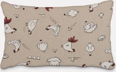 Produktbild von SCHÖNER LEBEN. Kissenhülle Halbpanama natur Hühner natur weiß rot Größe 40x60cm (HxB) 40x60cm (HxB) Größe