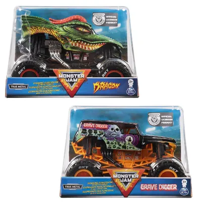 Immagine prodotto di MONSTER JAM - modello da collezione in metallo di Monster Truck, Grave Digger, assortimento, 1:24