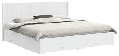 Image de vidaXL Sommier avec rangement et tête de lit, blanc, aggloméré