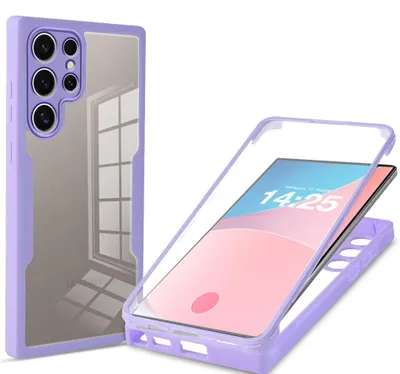 Produktbild von 360 Grad Rundum Schutz Handyhülle für Samsung Galaxy S24 Ultra Full Cover Vollschutz Case Farbe: Violett
