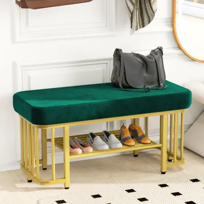 Produktbild von Schuhbank mit Sitzfläche, Platzsparende Flurbank mit verstellbaren Füßen Ideal als Schuhbank für Flur Schlafzimmer
