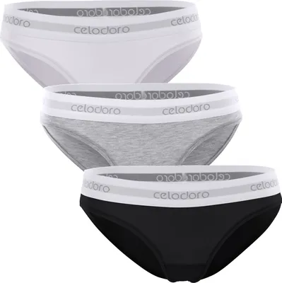 Produktbild von Celodoro Damen Bikini Slip mit Webgummi-Bund (3er Pack) Sport Slip - Classic Mix S