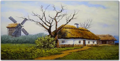 Produktbild von Coloray - Bild aus Glas - Glasbilder - 100 x 50 cm - Küche Wanddekoration Dekoration Wohnzimmer Gehärtetes Glas Glasblock mit Bild - Die Dorfhütte Mühle