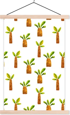 Produktbild von MuchoWow® Textilposter Dschungel - Palme - Design 40x60 cm mit holzfarbenen Rahmen - Poster
