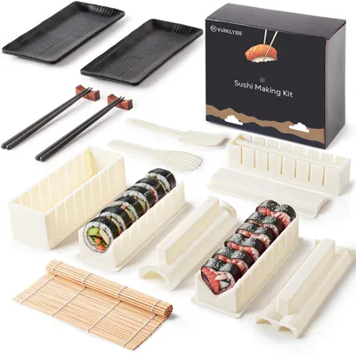 Obrázek produktu pro Sada na přípravu sushi, 17 dílů, 8 forem, pro domácí použití, vhodná do kuchyně