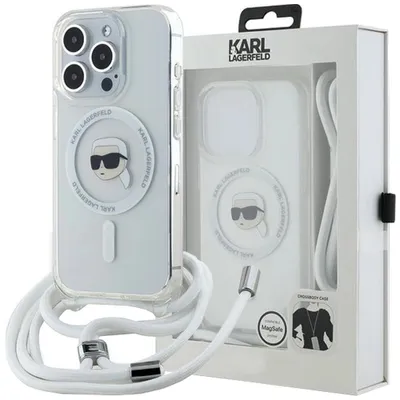 Produktbild von Karl Lagerfeld KLHMP15LHCKHNT iPhone 15 Pro 6.1" hardcase transparent Crossbody IML Karl Head Magsafe Schutzhülle