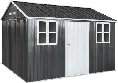 Obrázok produktu pre Kondela Plechový záhradný domček Gabko 360x310x250 cm - antracit / biela