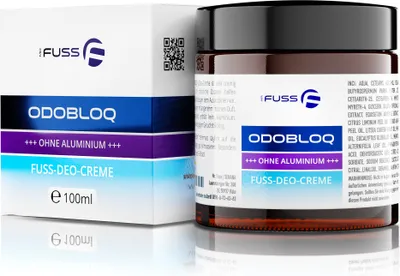 Produktbild von Mr. Fuss® ODOBLOQ Geruchsentferner Deo Creme gegen Schweißfüße und starken Fußgeruch - ohne Aluminium - 100 ml - Fußcreme Fußpflege für Damen und Herren