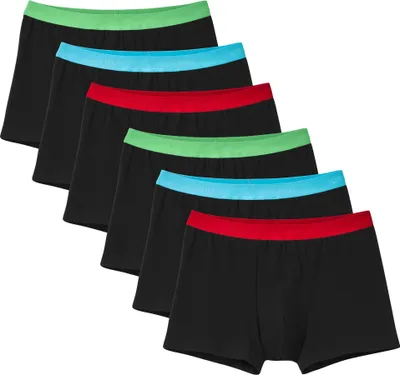 Produktbild von CALIDA Herren Boxershorts, 6er Pack - Natural Benefit, Elastikbund, Single Jersey Schwarz/Grün/Blau/Rot S (46/48)