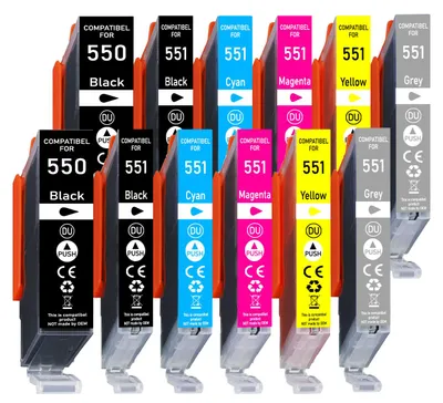 Produktbild von 12er Pack Druckerpatronen PGI-550 CLI-551 kompatibel mit Canon MG6350