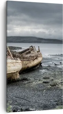Produktbild von Bild auf Leinwand - Leinwandbild - Boot Wrack Ufer - 45x80cm - Wand Bild - Wanddeko - Wandbilder - Leinwanddruck - Bilder - Kunstdruck - Wanddekoration - Leinwand bilder - Wandkunst - PA45x80-3810