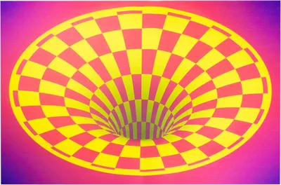 Produktbild von PSYWORK Schwarzlicht Bodenbelag Läufer Neon "3D Swirl Illusion", 1,0x1,5m