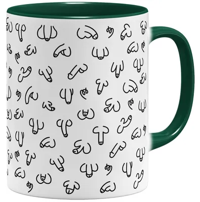 Lustige Kaffeetasse mit Penis-Motiv, Keramik, 325 ml, grün