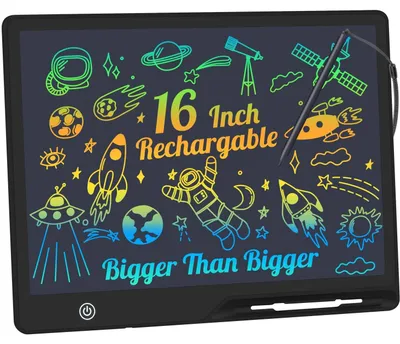 Produktbild von LCD Zeichentafel Schreibtafel Maltafel - 40,6 cm (16 Zoll) - Schwarz - Wiederaufladbar mit Drucksensitivem Stift - Für Kinder