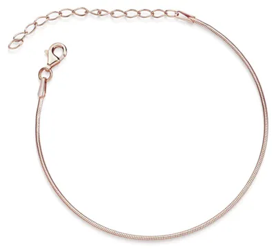 Produktbild von MATERIA by Matthias Wagner Schlangenkette Armband rosegold vergoldet - 1,2mm Damen Armkette 925 Silber 17-22cm verstellbar SA-20