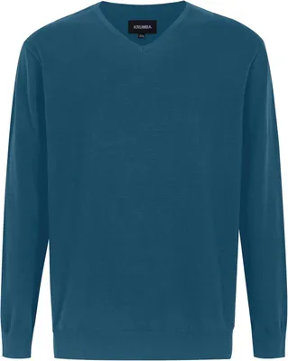Immagine prodotto di Maglione da uomo in cotone, oversize, scollo a V, color denim, comodo, blu, taglia 6XL