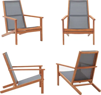 Produktbild von vidaXL Garten Loungestuhl Grau Eukalyptus Massivholz und Textilene - Gartenstuhl - Gartenstühle - Stuhl - Stühle