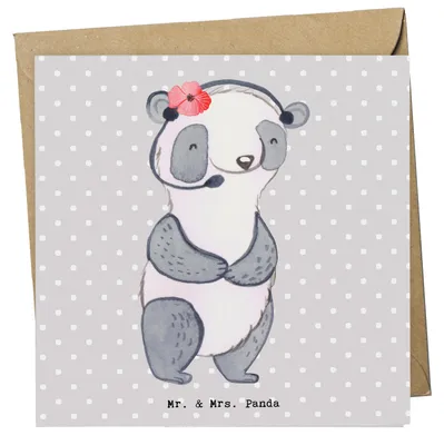 Produktbild von Mr. & Mrs. Panda Glückwunschkarte Callcenteragentin Herz - Grau Pastell - Geschenk, Kundendienstmitarbeiterin, anlasskarte, faltkarte, doppelkarte, Klappkarte, Grußkarte