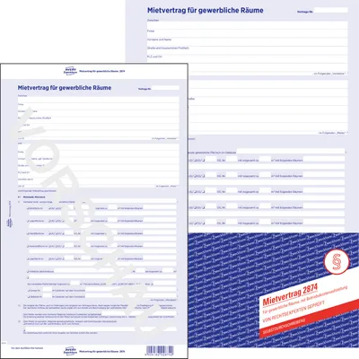 Produktbild von Avery Zweckform 2874, Mietvertrag für gewerbliche Räume, A4, selbstdurchschreibend, 6-seitig mit Durchschlag