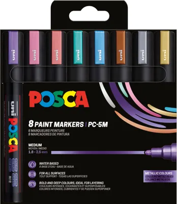 Immagine prodotto di Posca 182557 POSCA Marker UNI PC-5M 8er Set Metallic