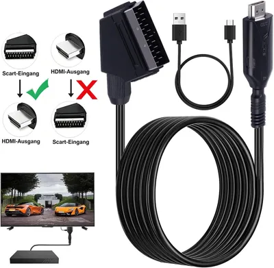 Produktbild von Scart auf zu HDMI Konverter Kabel Video Audio Adapter Wandler 1080P Plug & Play für HDTV DVD VHS Xbox PS3 Monitor - Eingang: SCART - Ausgang: HDMI